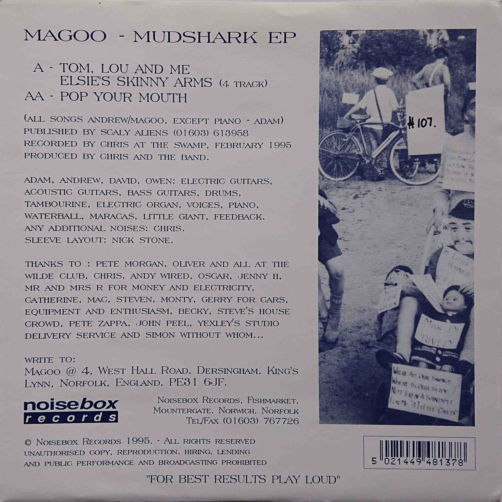 NBV 013 Mudsharp E. P. Magoo  Back cover of NBV 013